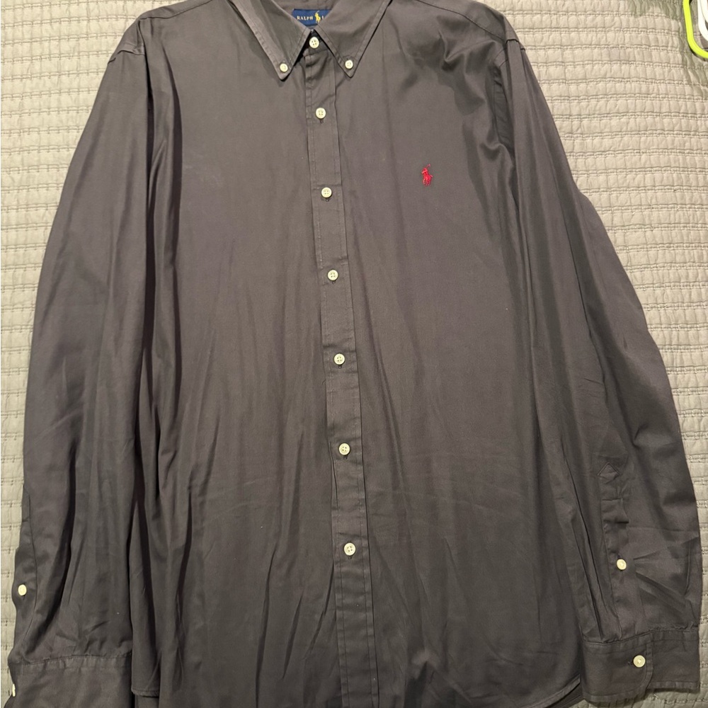 Ralph Lauren Gray Casual Button Down Shirt Classic Style